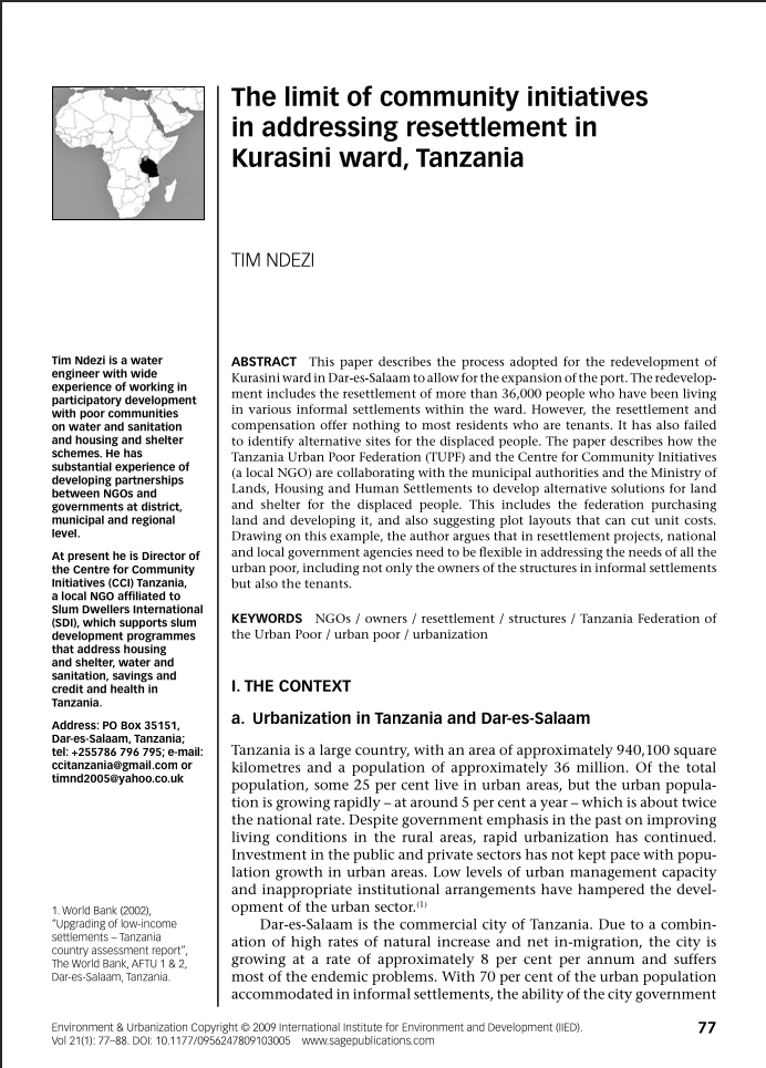 COMMUNITY LIMITATION INITIATIVES IN RESETTLEMENTS